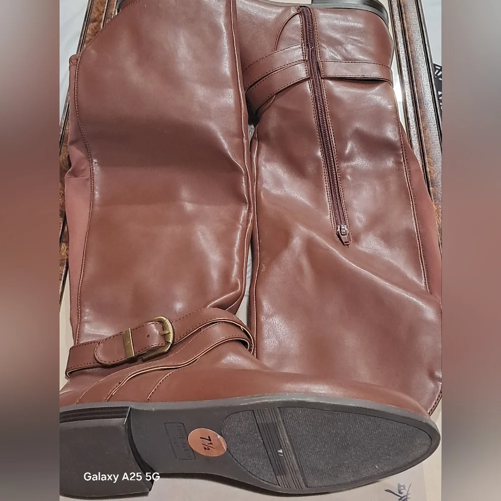 Anne Klein AKBESSA Brown Knee-High Riding Boots - 17